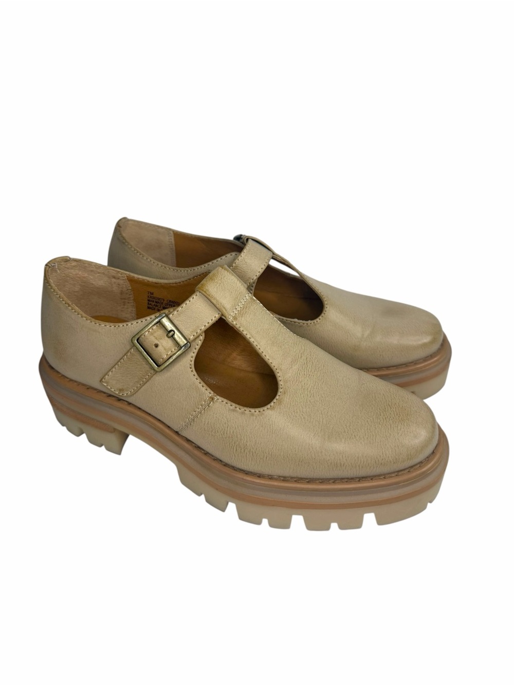 Korks Vega Platform Lugg Sole Cream Mary Janes Size 7